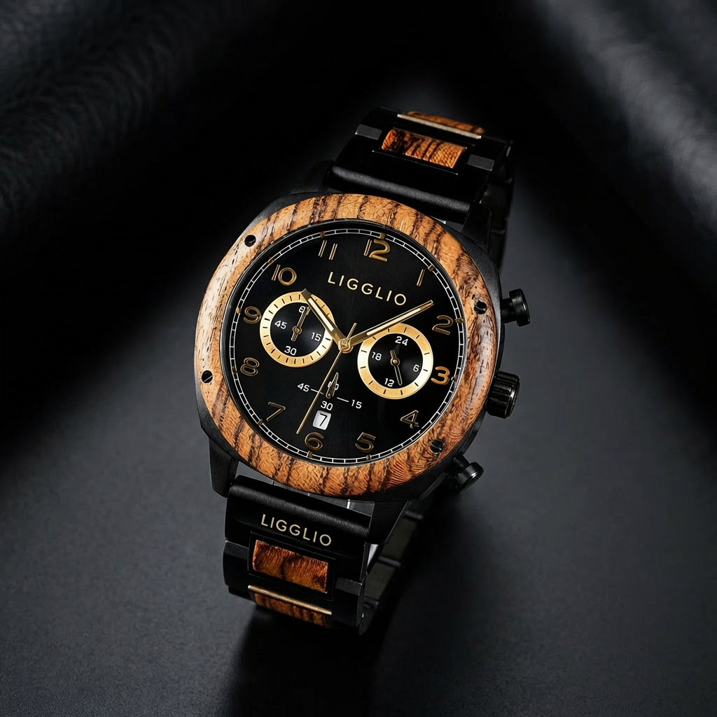 Unisex ebony wooden watch on wrist lifestyle
